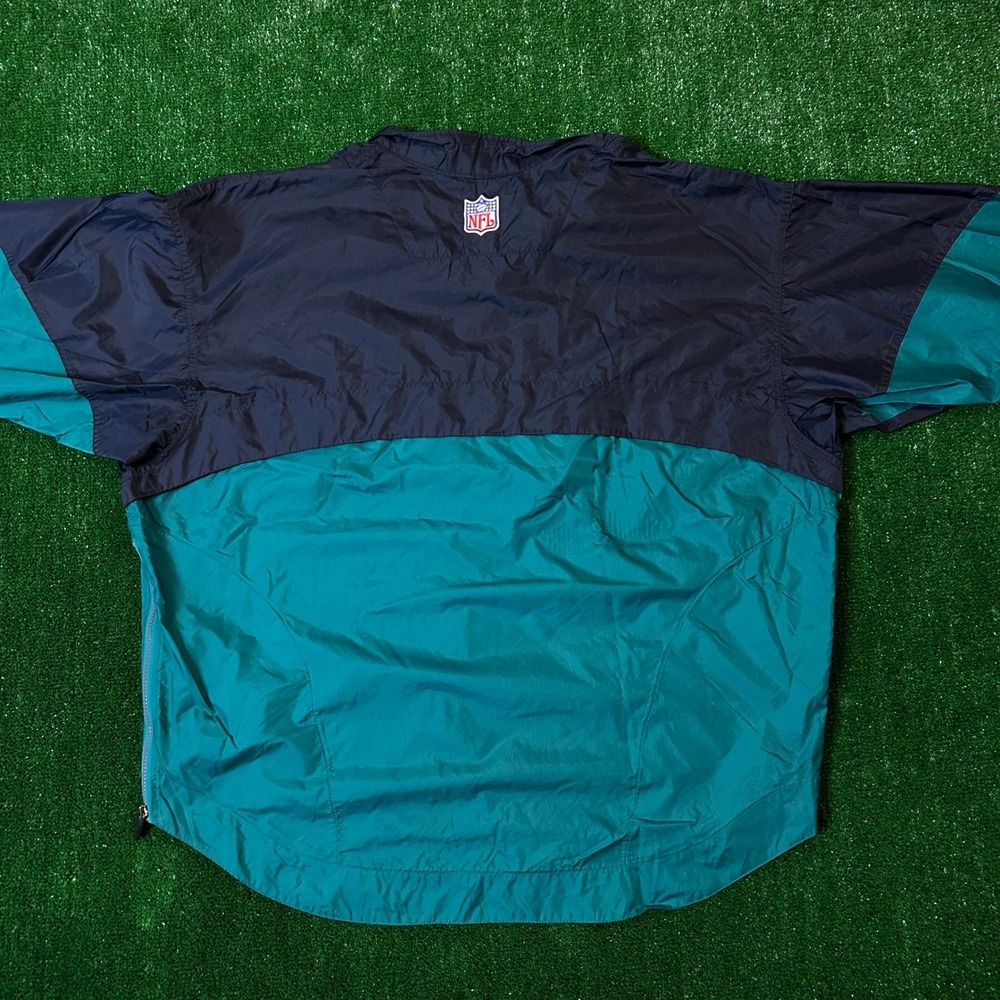 Vintage Nike Windbreaker Mens Large Teal Navy Miami Dolphins NFL Quarter Zip - Picture 2 of 12